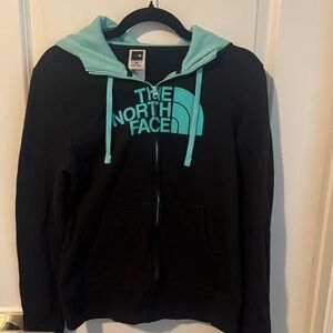 The North Face Black and Teal Hoodie